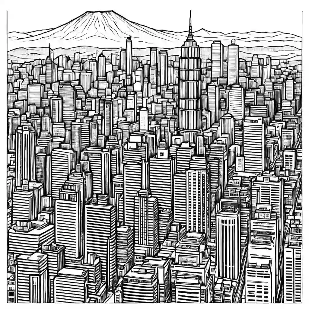Seoul Cityscape coloring pages